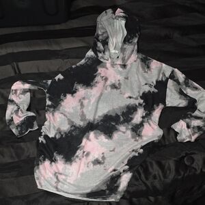 Women's Pink and Black Tie-Dye Hoodie